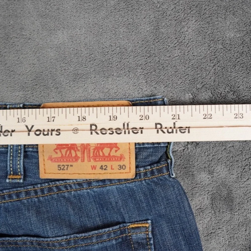 Levis 527 Jeans Mens 42x30 Blue‎ Medium Wash Bootcut Denim Cowboy Baggy Fading